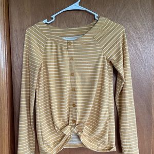 Abercrombie and Fitch, 13/14, mustard yellow and white shirt